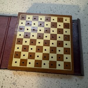 Vintage Travel Chess Set Miniature Book Game 5"
